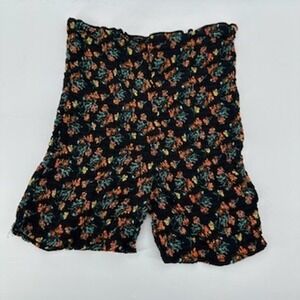 FP ONE Free‎ People Black Floral Smocked Bike Shorts XS Casual Summer